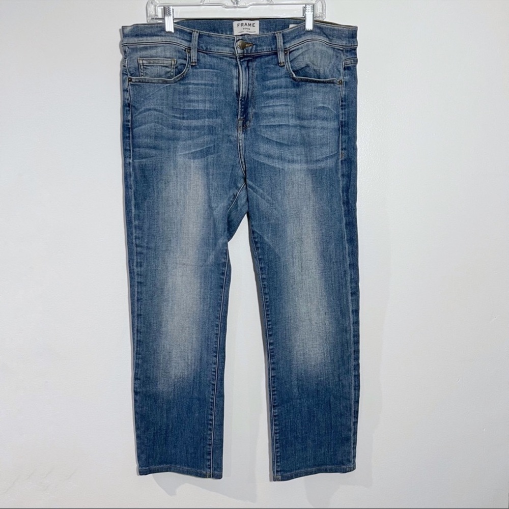 FRAME L'Homme Classic Straight Leg Jeans In Craters Wash Size 36 - Picture 2 of 12